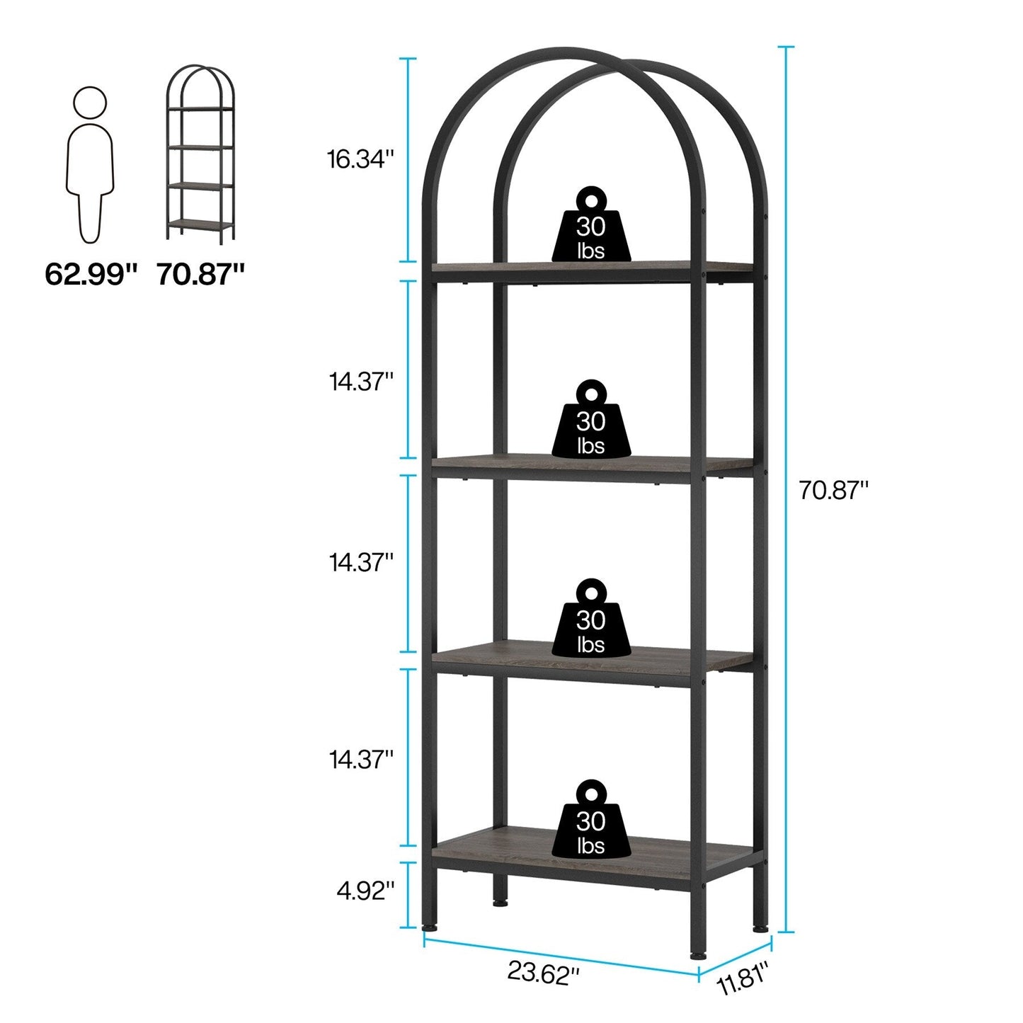 Bibliothèque ouverte, étagères de rangement industrielles avec cadre en métal
