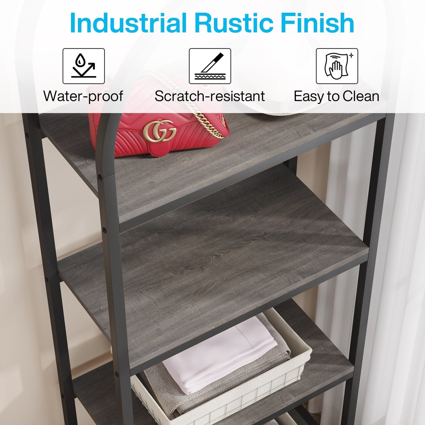 Bibliothèque ouverte, étagères de rangement industrielles avec cadre en métal