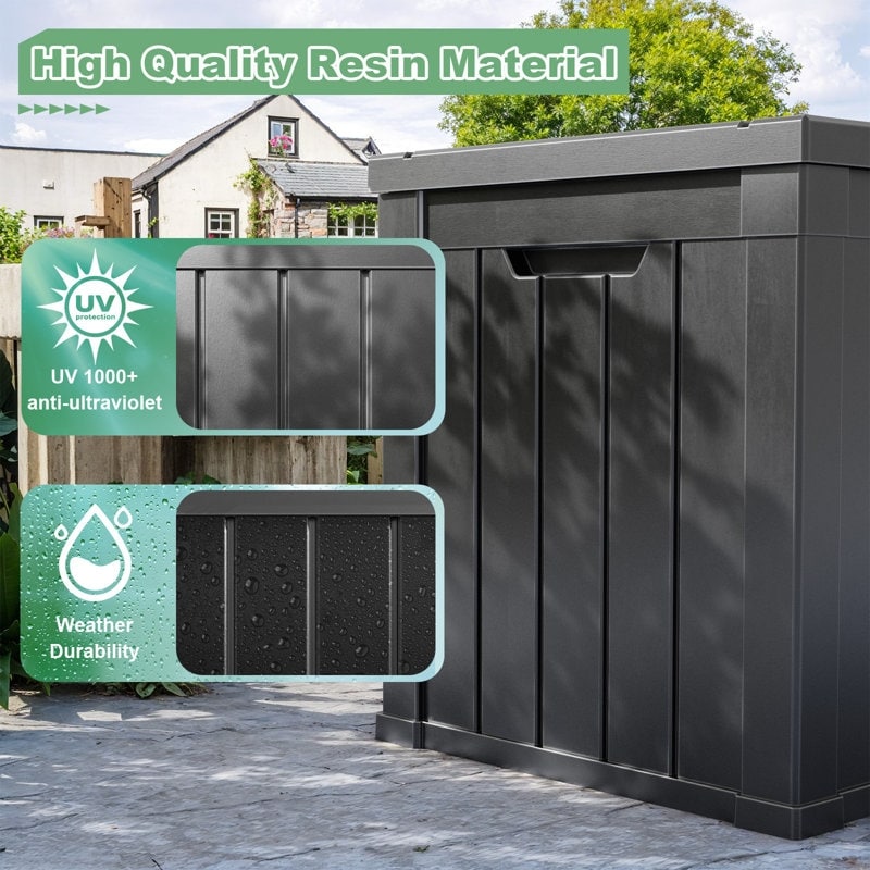 Coffre de rangement extérieur en résine verrouillable pour terrasse