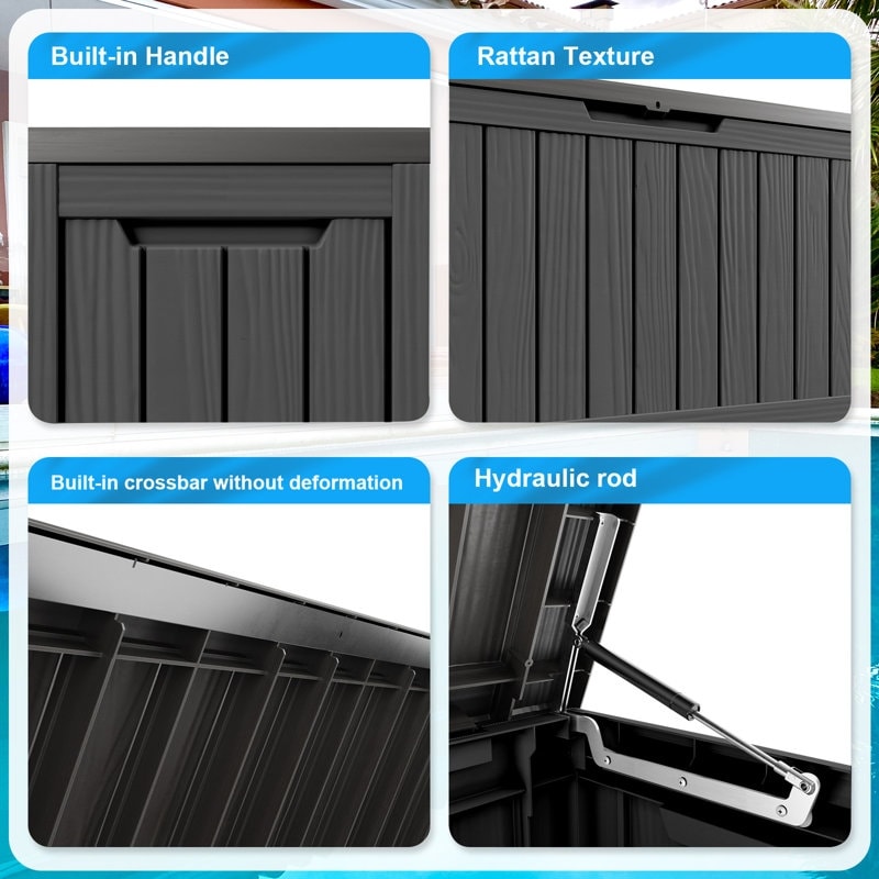 Coffre de rangement extérieur en résine verrouillable pour terrasse