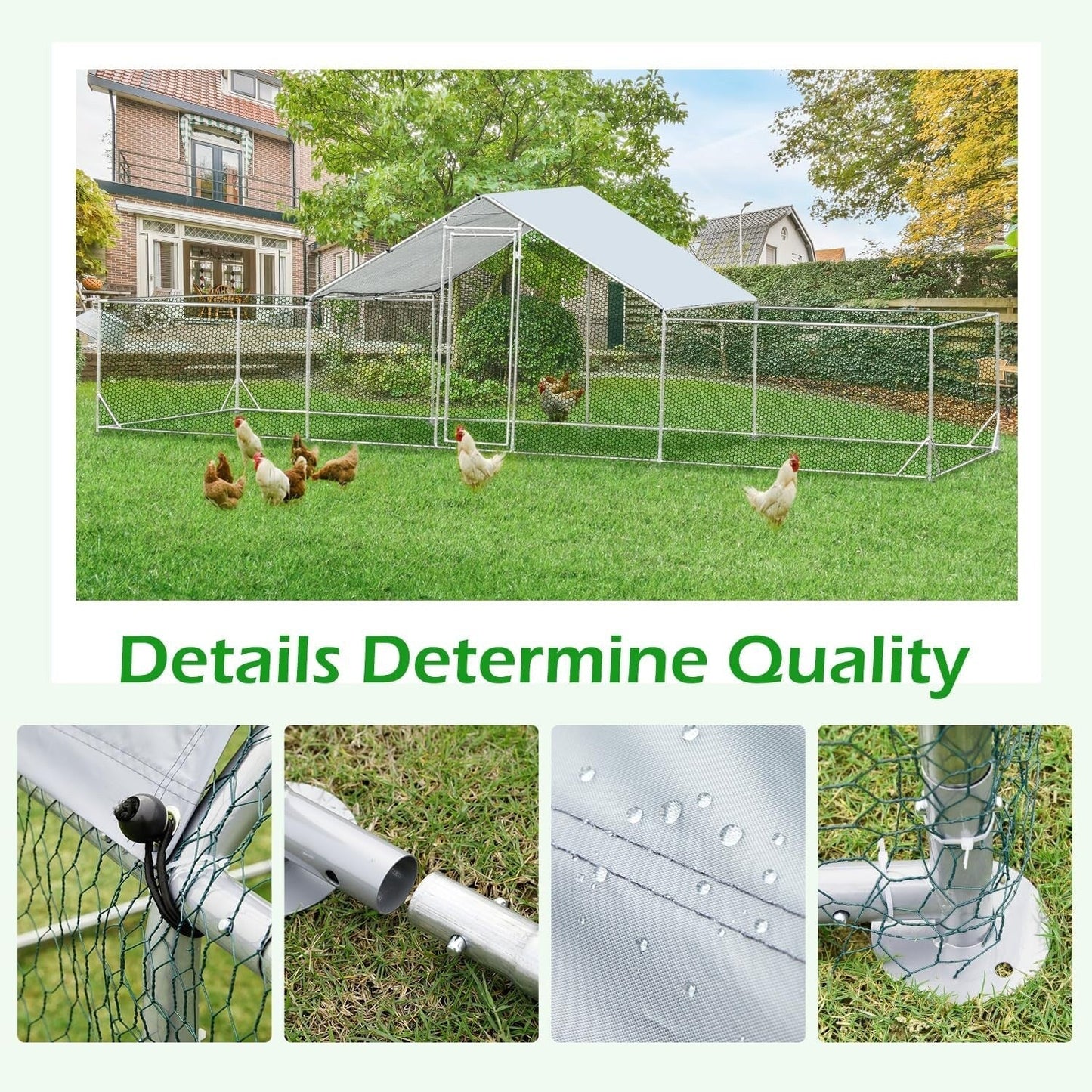 AECOJOY Grand poulailler en métal avec cage à poulets en métal