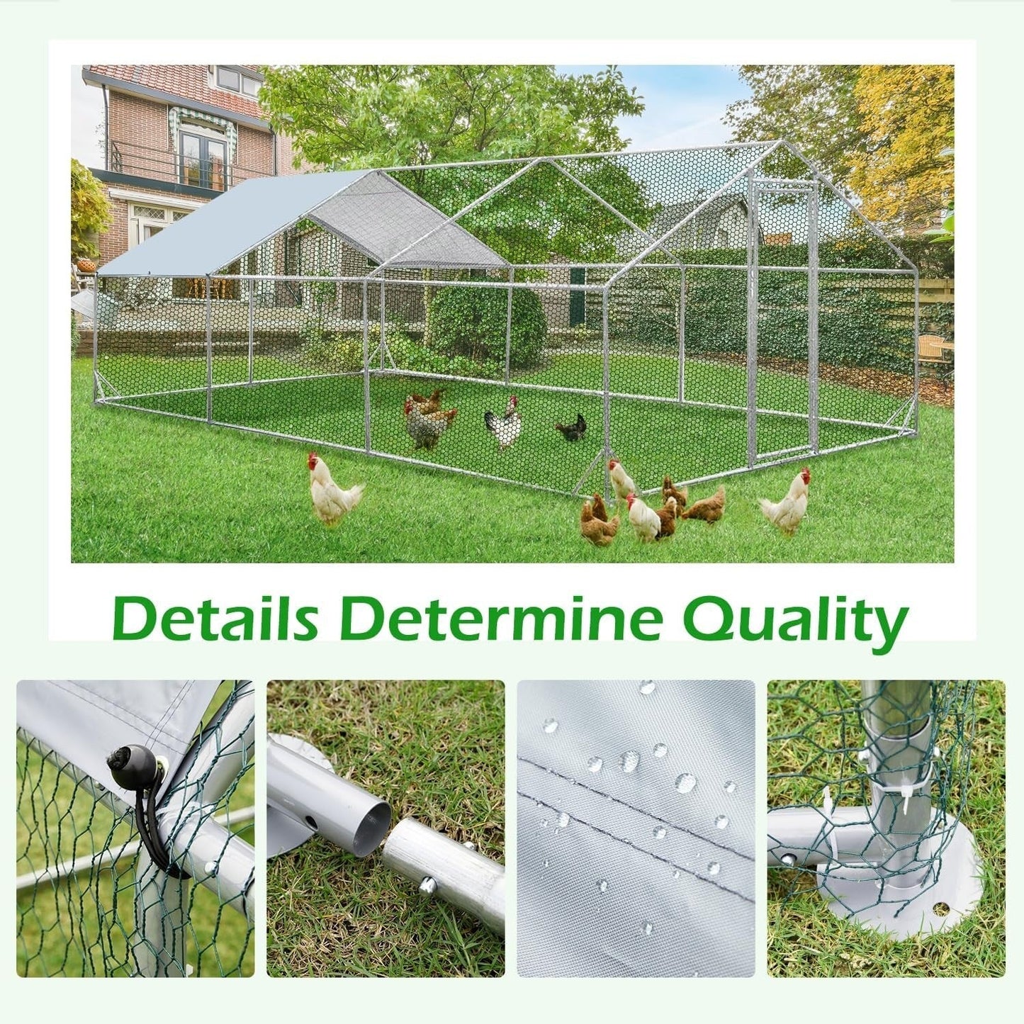 AECOJOY Grand poulailler en métal avec cage à poulets en métal