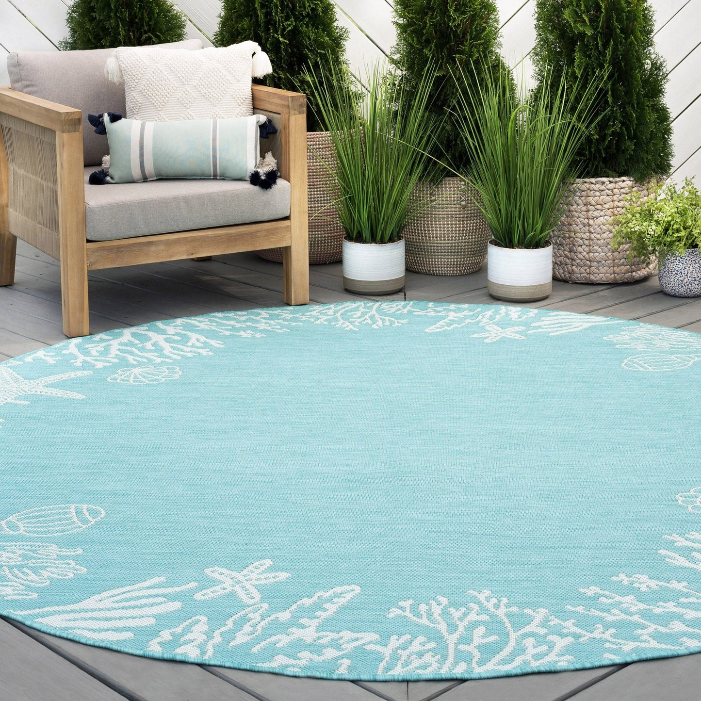 Exo Coastal Graphic Print Indoor/Outdoor Area Rug