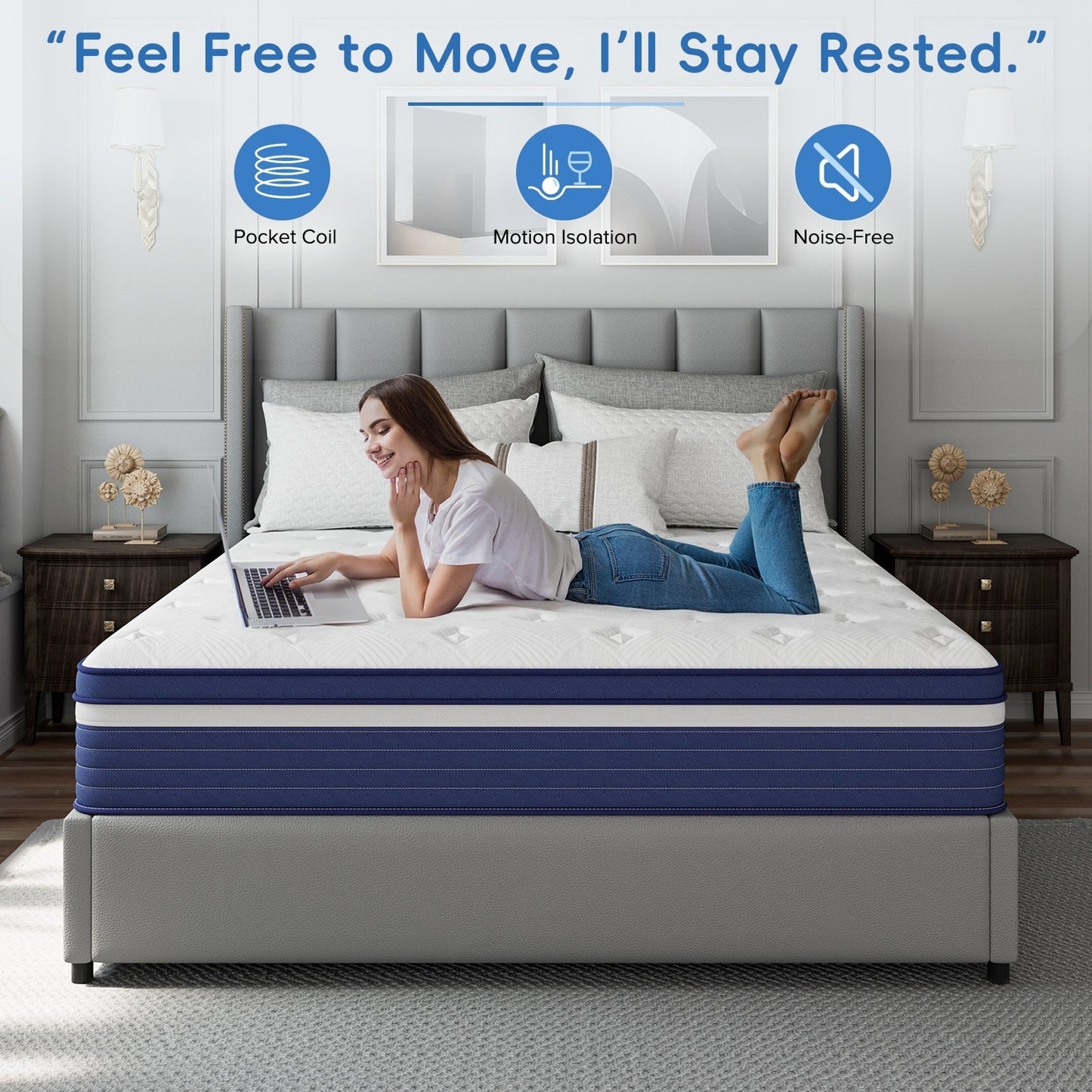 Matelas hybride à ressorts SweDrea 10 po, ferme et rafraîchissant, certifié CertiPUR-US, SGS et OEKO-TEX.