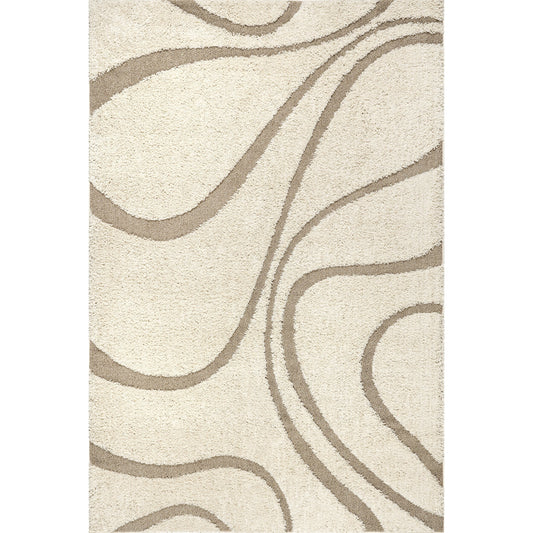 Tapis Shag contemporain Nuloom Krista à motifs tourbillonnants