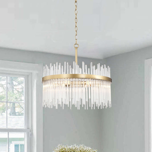 Lustre Casandra 5 lumières en bronze brillant avec barres en verre transparent - Bronze brillant