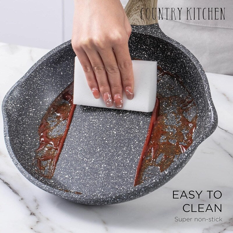 Country Kitchen Non-Stick Cast Aluminum Cookware Set - Durable Kitchen Cookware for Everyday Cooking, 6-11 Pc