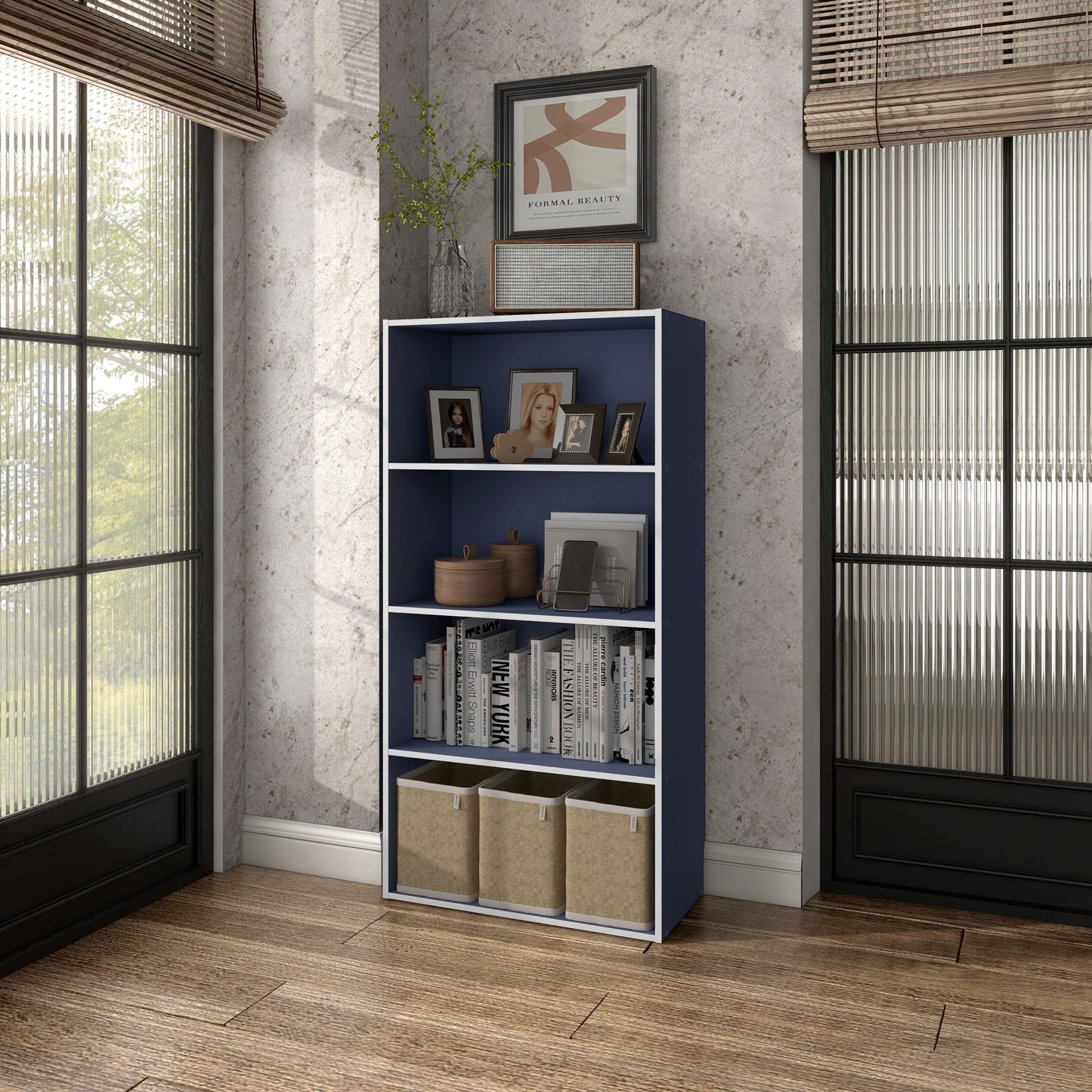 DH BASIC Organisateur de rangement empilable personnalisable en bois moderne - Étagères cubiques, armoire à tiroirs, bibliothèque avec portes par Denhour