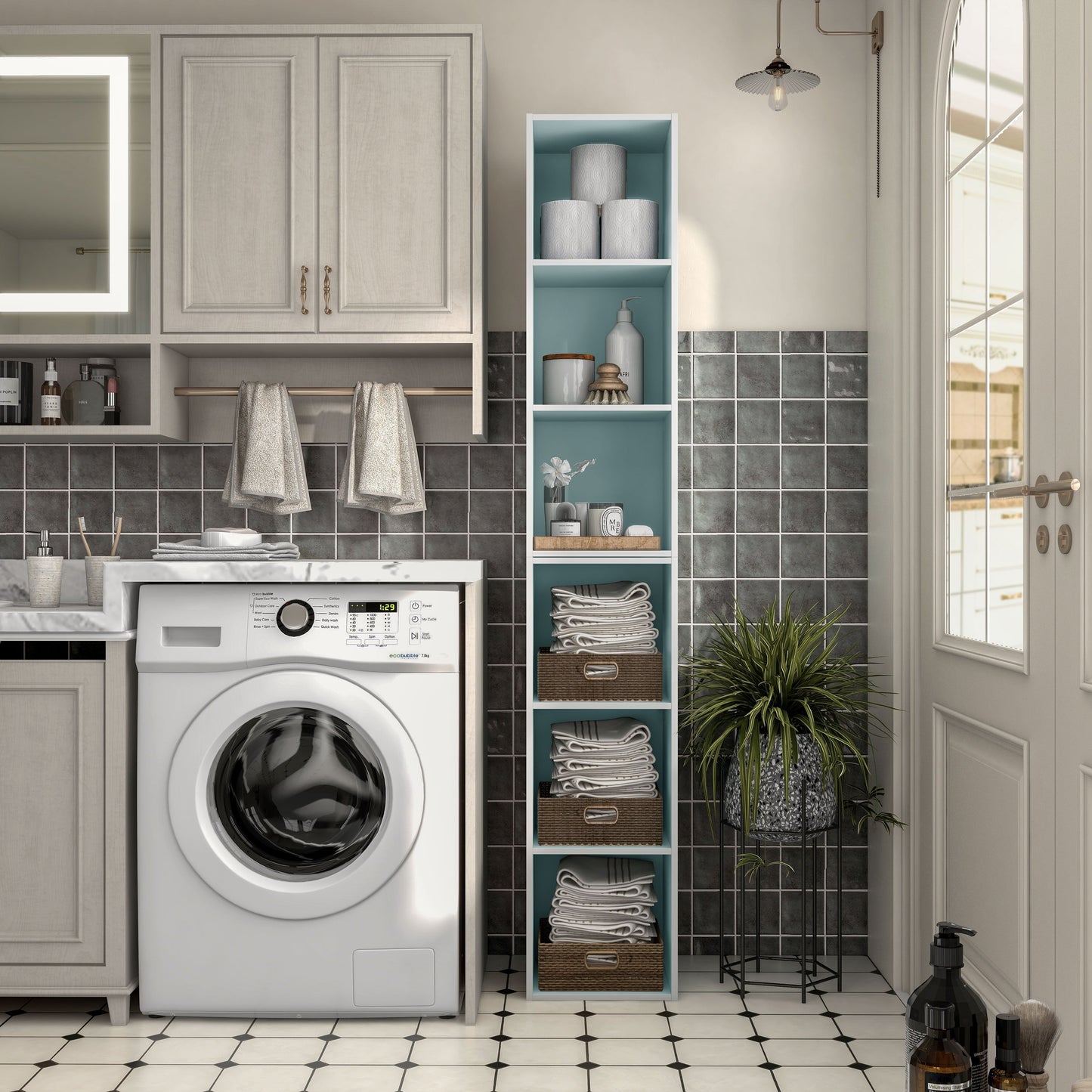 DH BASIC Organisateur de rangement empilable personnalisable en bois moderne - Étagères cubiques, armoire à tiroirs, bibliothèque avec portes par Denhour