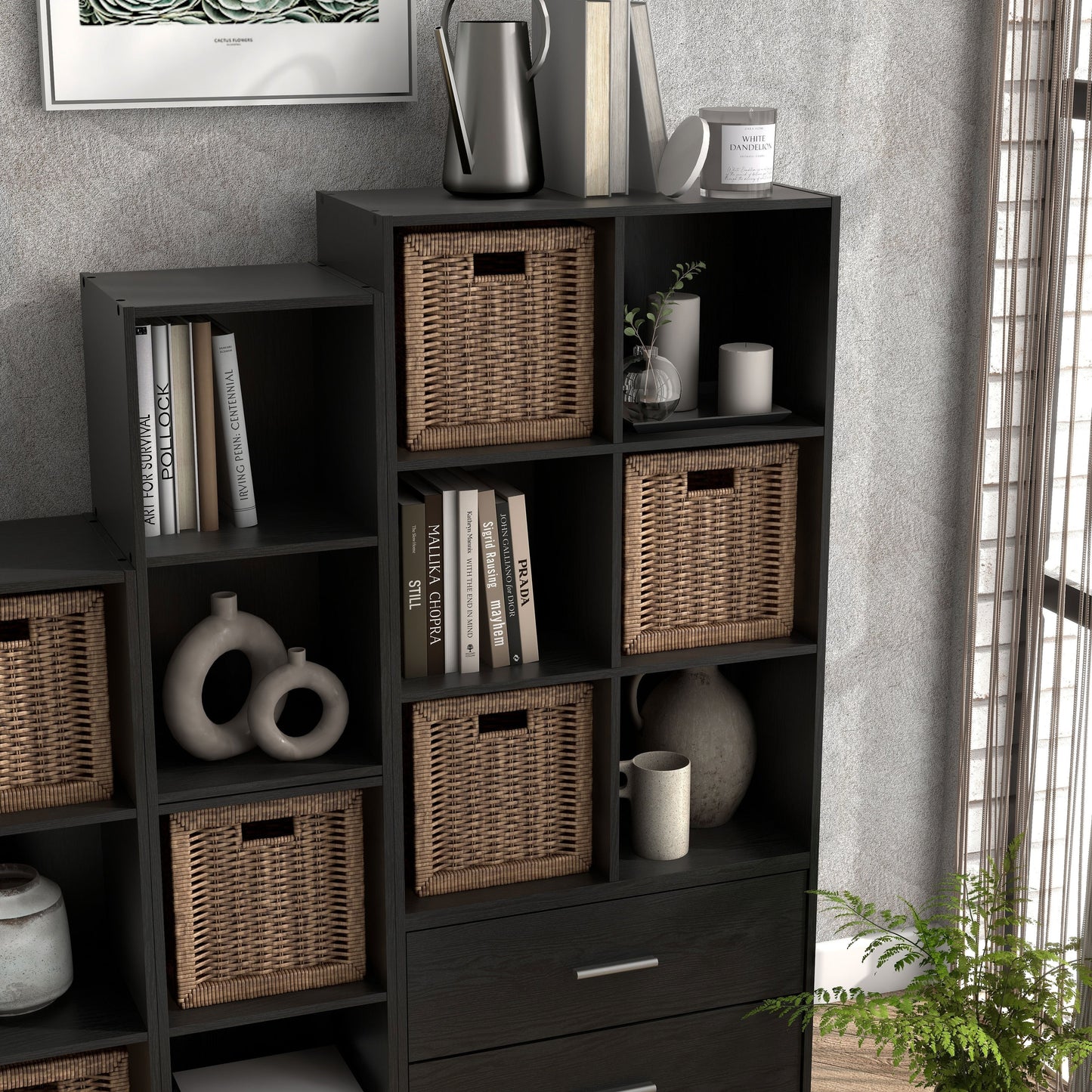 DH BASIC Organisateur de rangement empilable personnalisable en bois moderne - Étagères cubiques, armoire à tiroirs, bibliothèque avec portes par Denhour