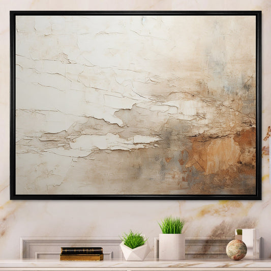 Designart Beige And Brown Paint Fusion Abstract Painting Framed Wall Art Living Room