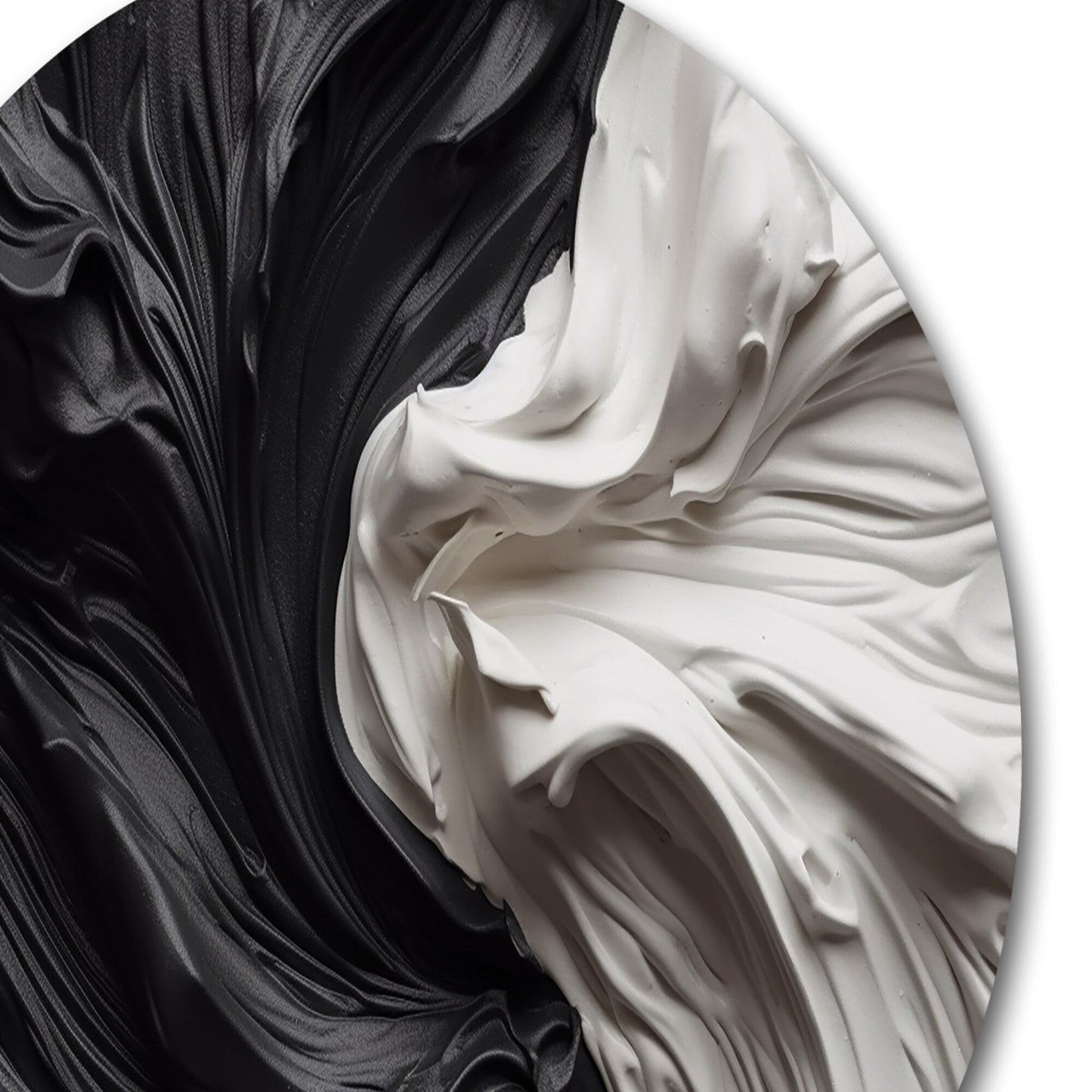 Designart Noir Blanc Marbré Dreamscape V Art Mural Rond Géométrique Moderne en Métal