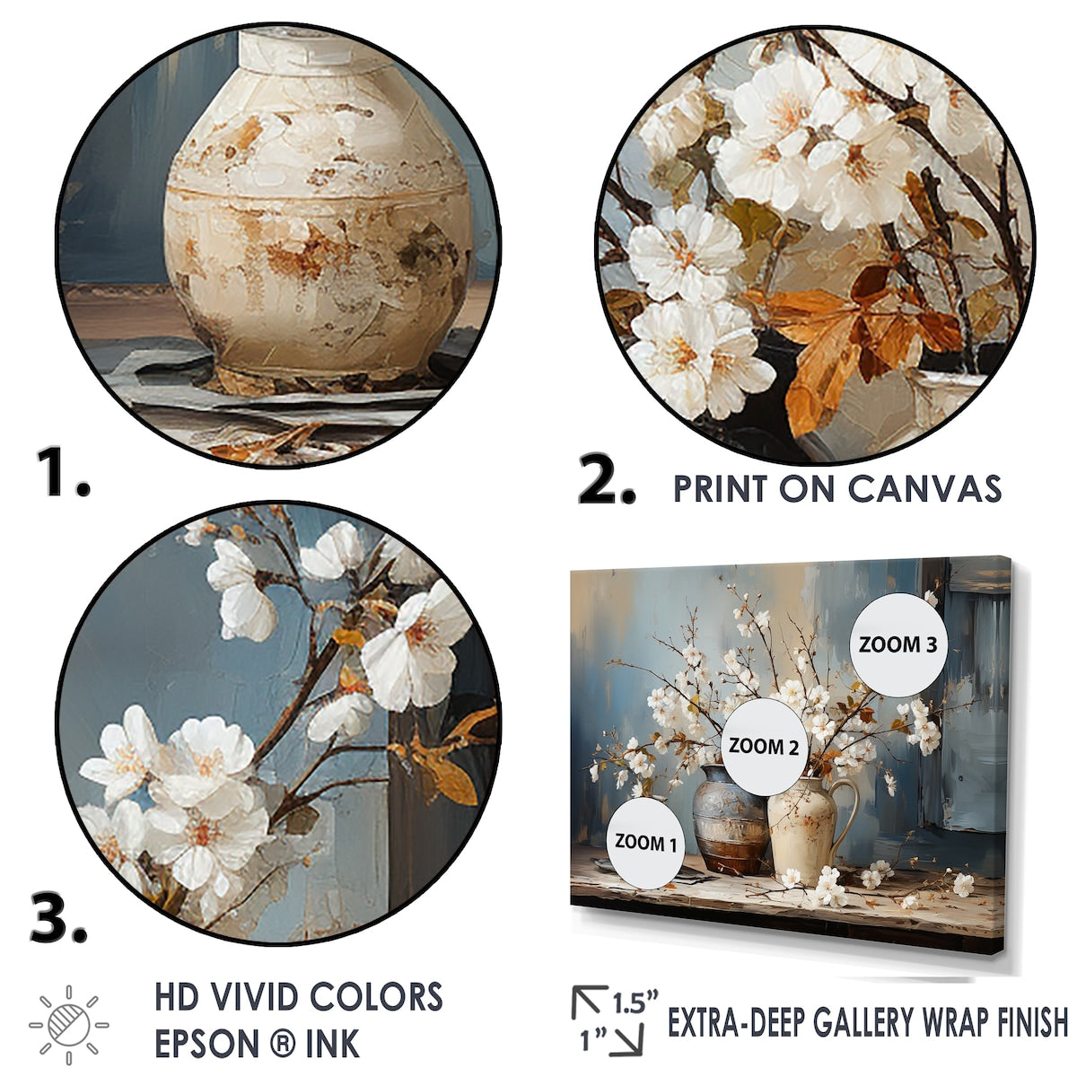 Impression sur toile encadrée Designart Poterie et fleurs Nature morte I Paysage Arbres