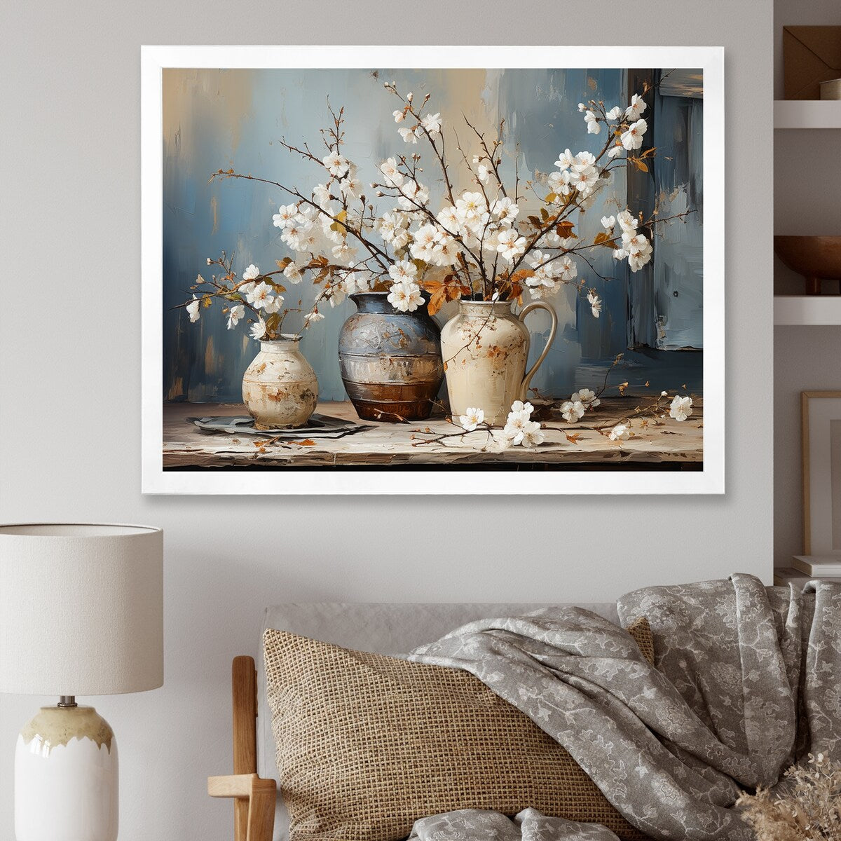 Impression sur toile encadrée Designart Poterie et fleurs Nature morte I Paysage Arbres