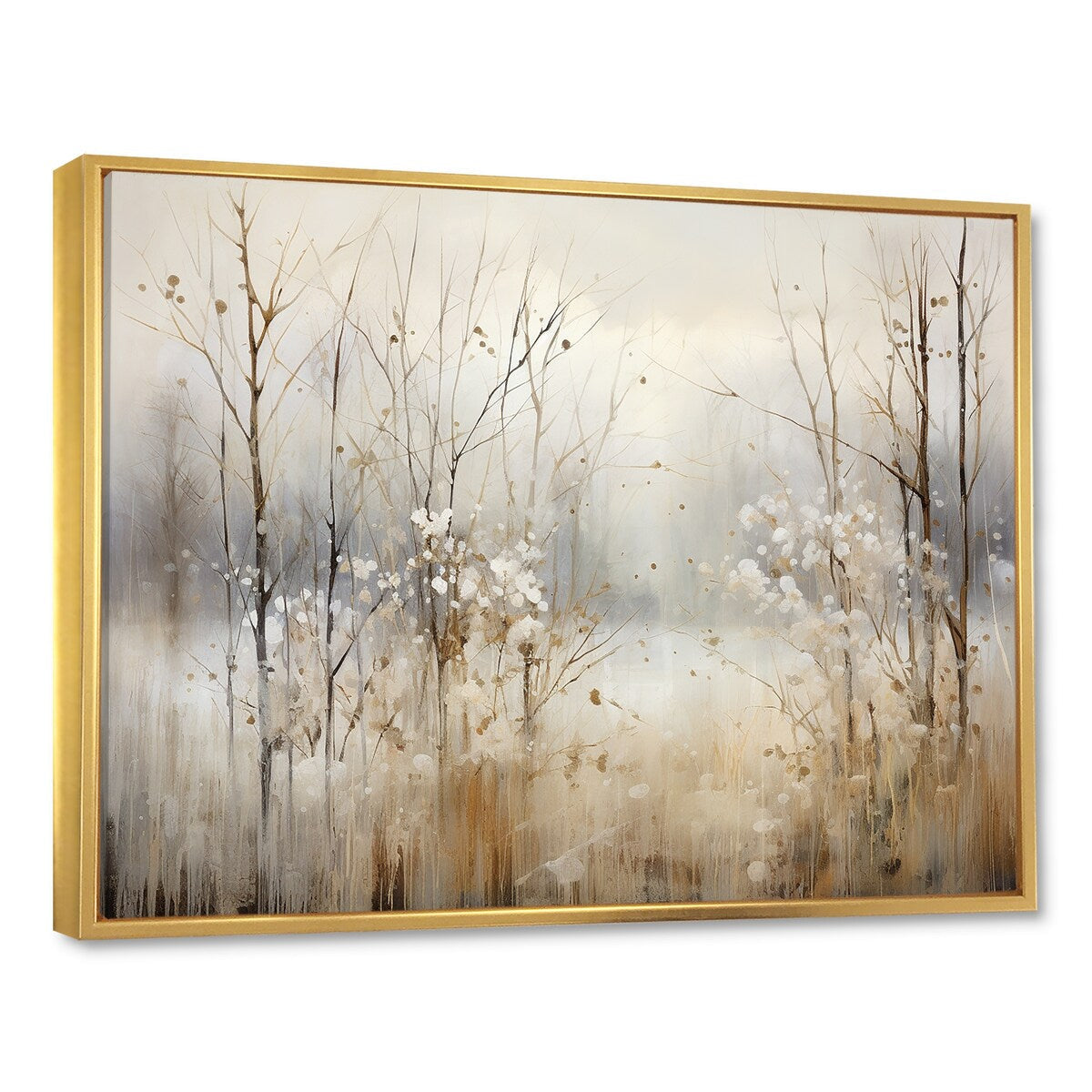 Décoration murale Designart Winter Meadow View Calmness II Meadow Grey - Art mural sur toile encadrée traditionnelle pour chambre à coucher