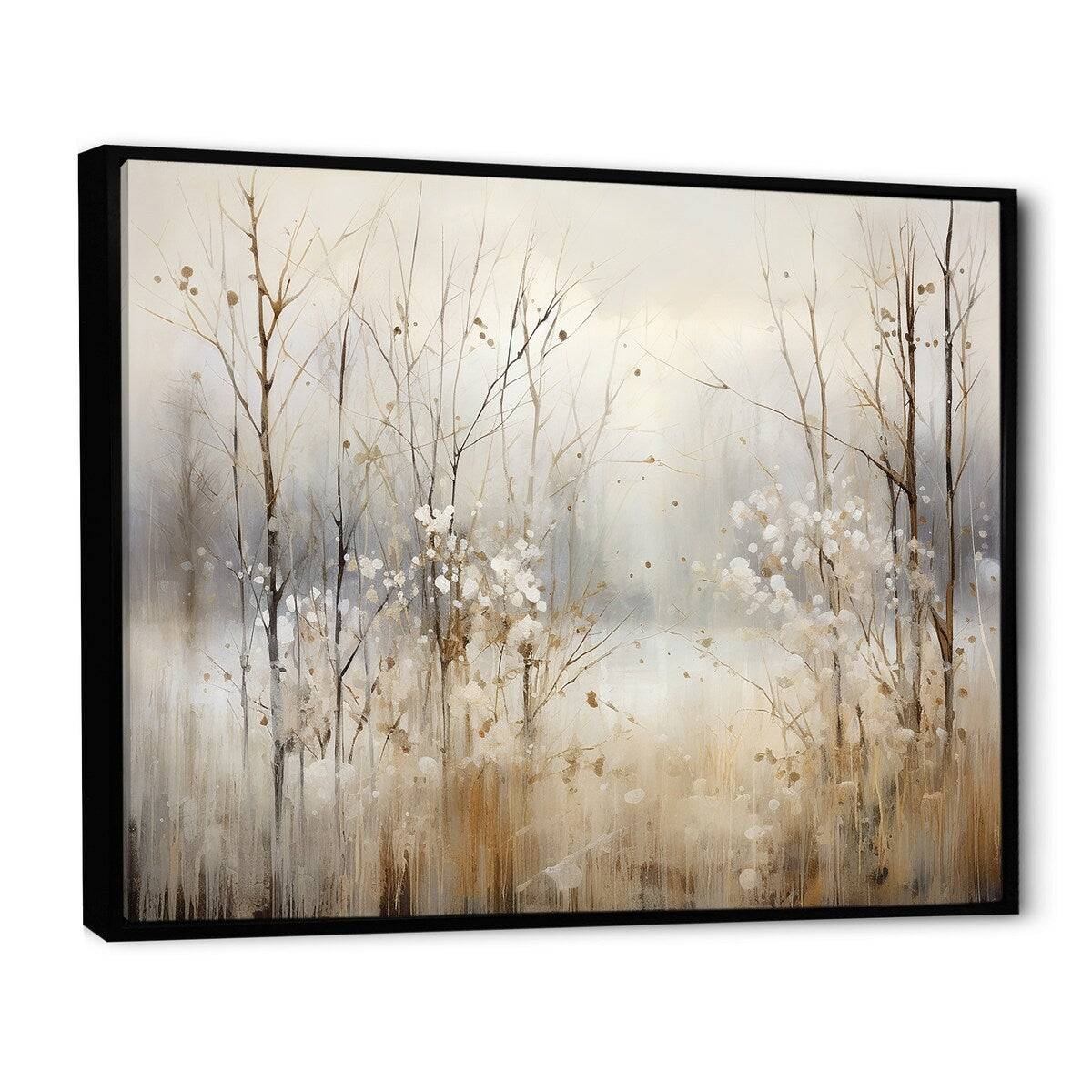 Décoration murale Designart Winter Meadow View Calmness II Meadow Grey - Art mural sur toile encadrée traditionnelle pour chambre à coucher
