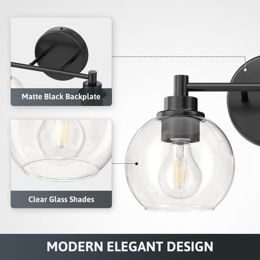 Luminaire de salle de bain à intensité variable avec abat-jour en verre sphérique