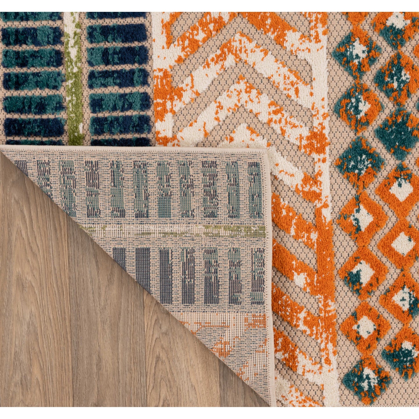 Tapis d'intérieur/extérieur géométrique vieilli World Rug Gallery