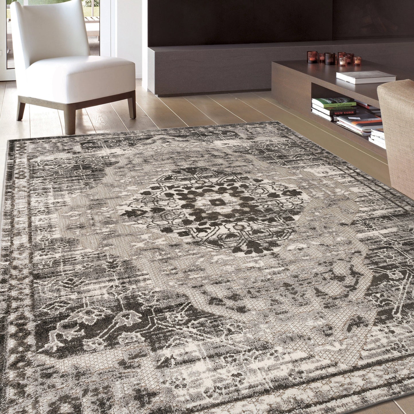 Tapis traditionnel d'intérieur/extérieur vieilli World Rug Gallery