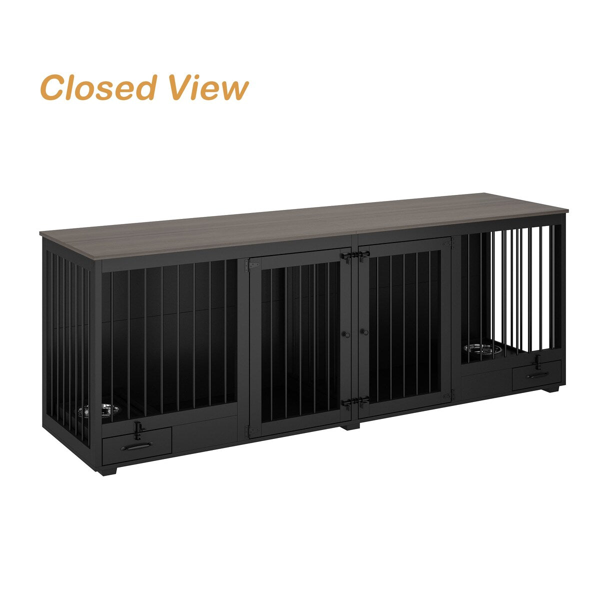 Meubles pour cage à chien - Niche en bois avec séparateur de pièce et 2 tiroirs