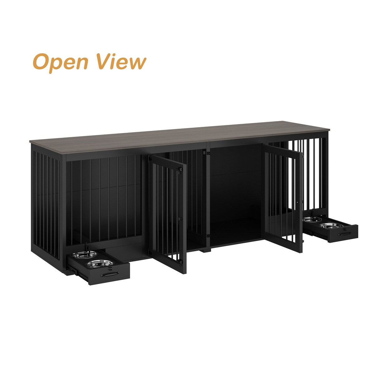 Meubles pour cage à chien - Niche en bois avec séparateur de pièce et 2 tiroirs