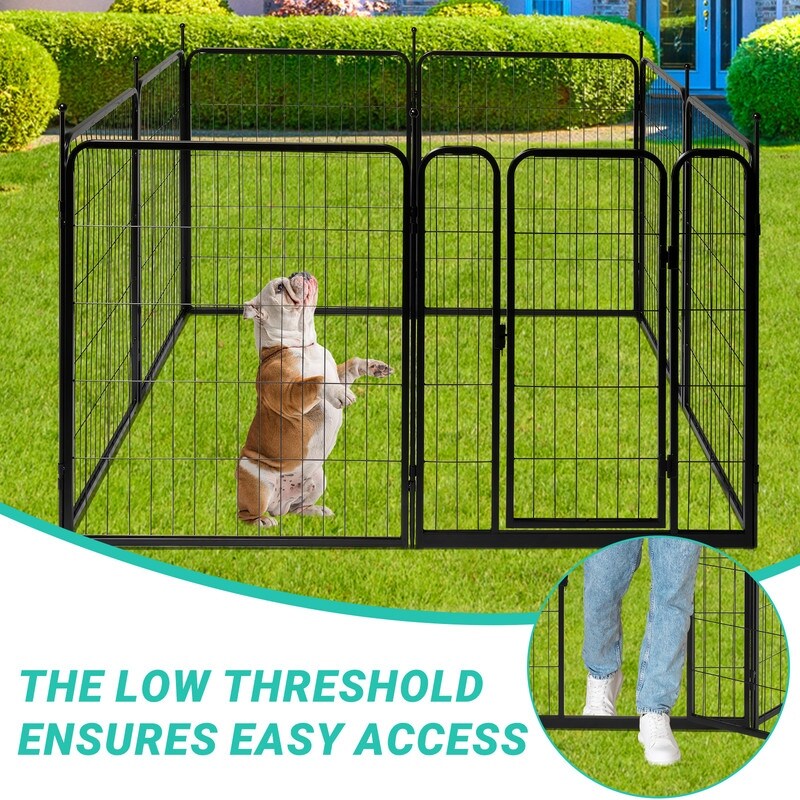 Parc pour chien, clôture pour chien, hauteur 32, 8 panneaux, parc pour chien en métal