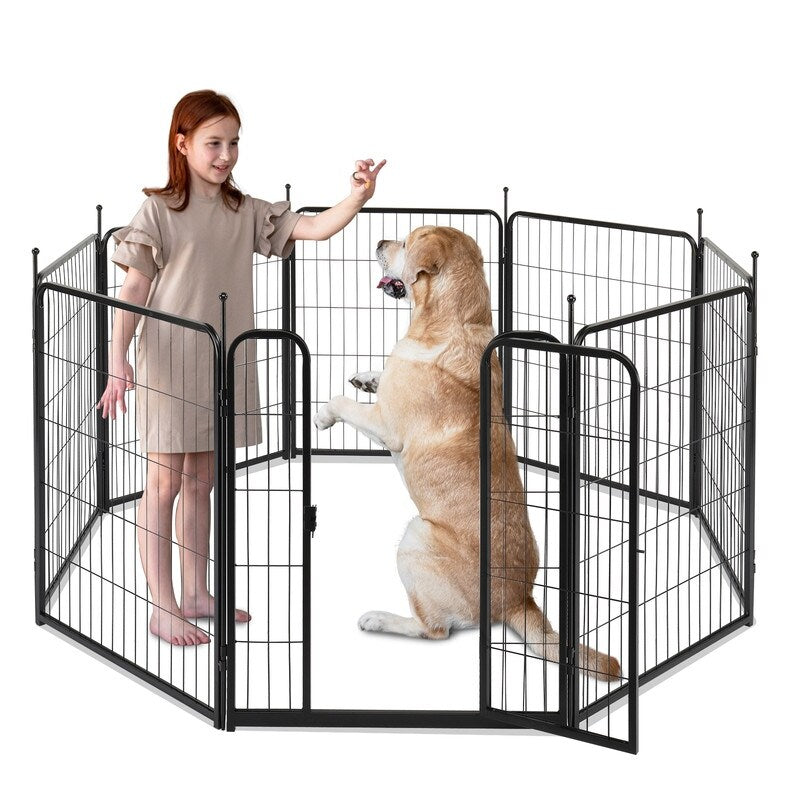 Parc pour chien, clôture pour chien, hauteur 32, 8 panneaux, parc pour chien en métal
