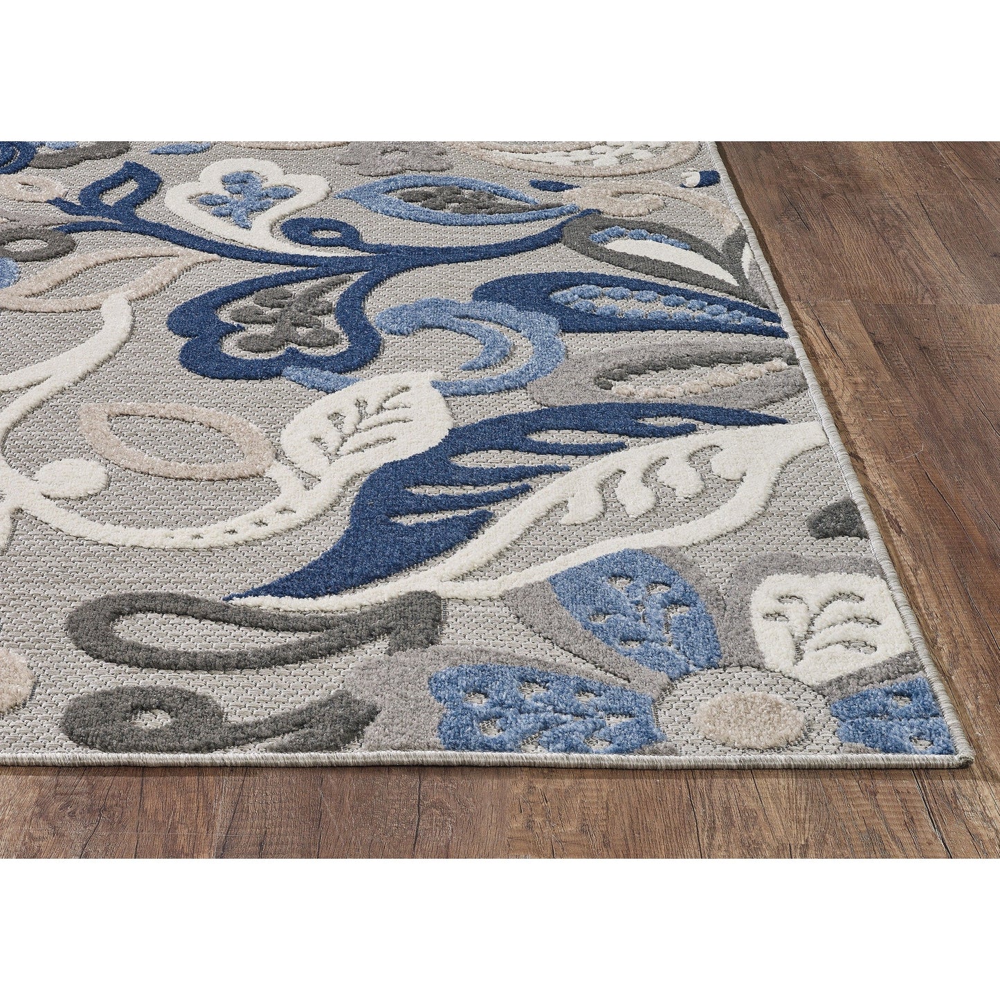 Tapis d'intérieur/extérieur texturé floral Domani Napa
