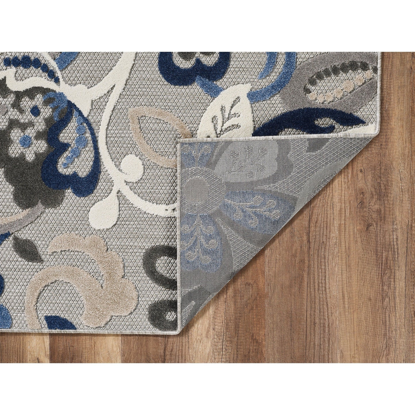 Tapis d'intérieur/extérieur texturé floral Domani Napa