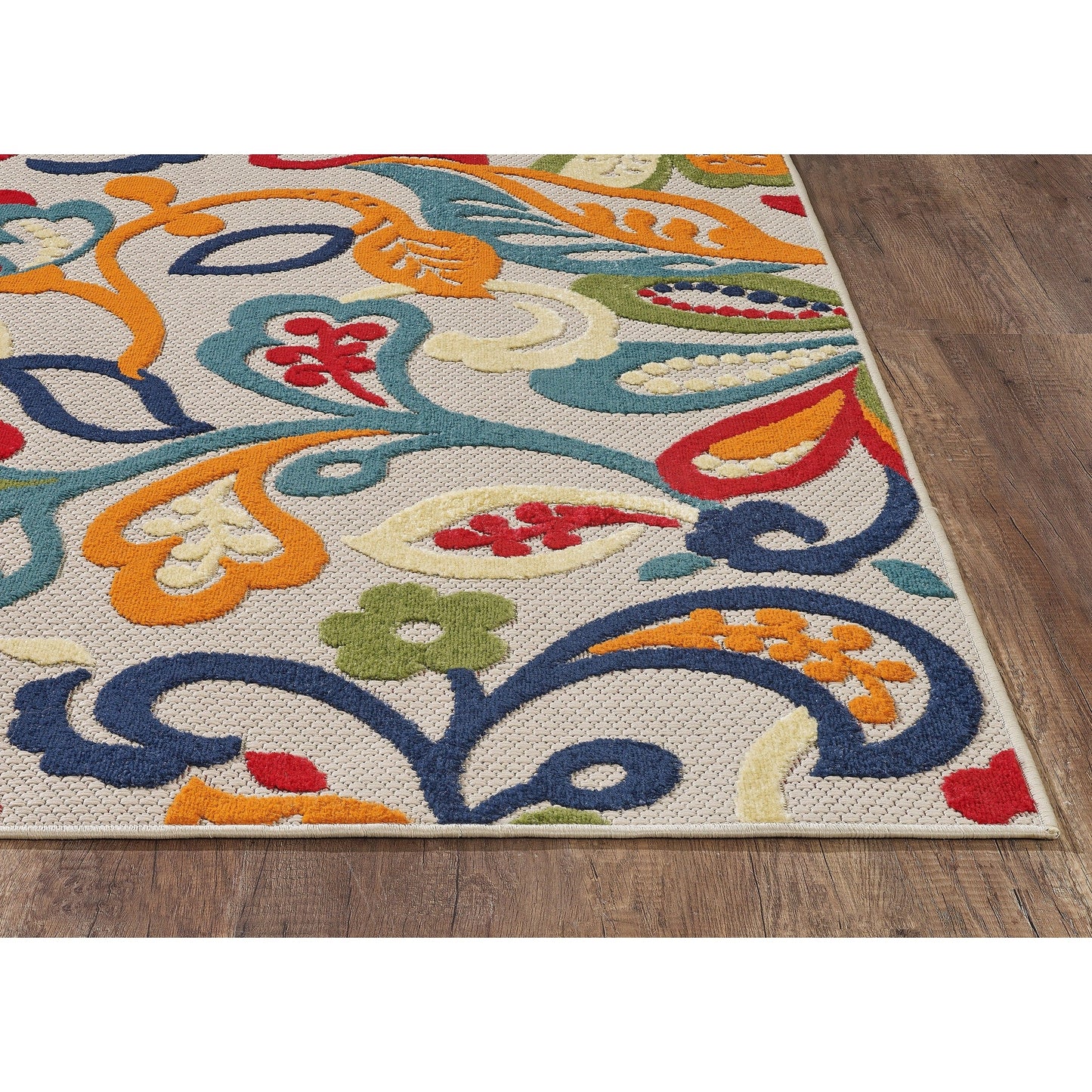 Tapis d'intérieur/extérieur texturé floral Domani Napa