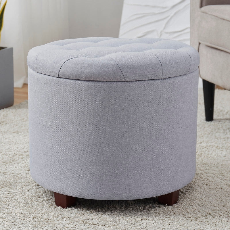 Pouf de rangement rond capitonné Donovan