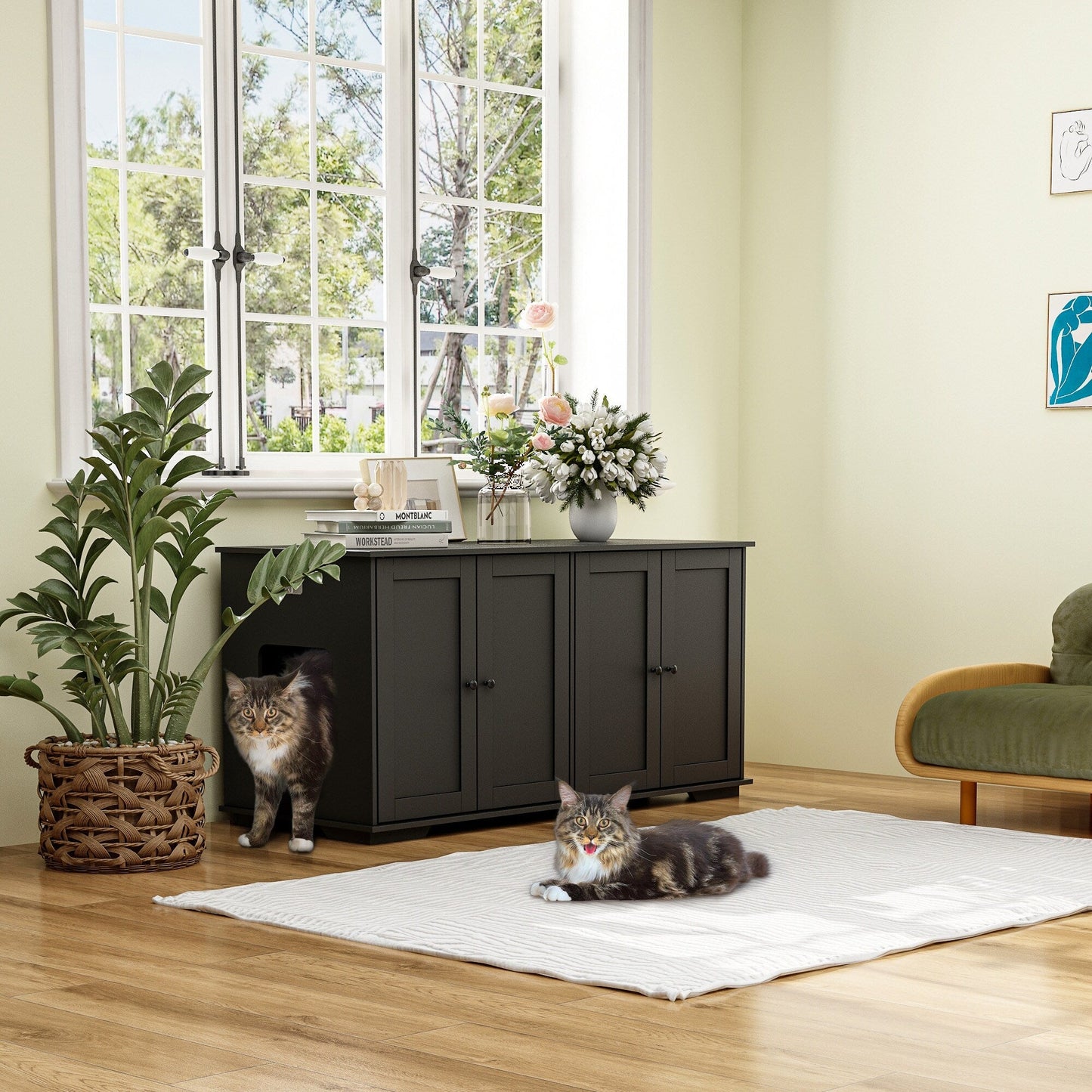 Meubles de dissimulation pour bac à litière pour chat et toilettes privées pour animaux de compagnie