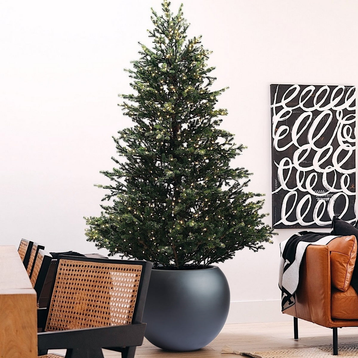 Jardinière sphérique moderne en fibre de verre DreamPatio Riverside pour intérieur/extérieur