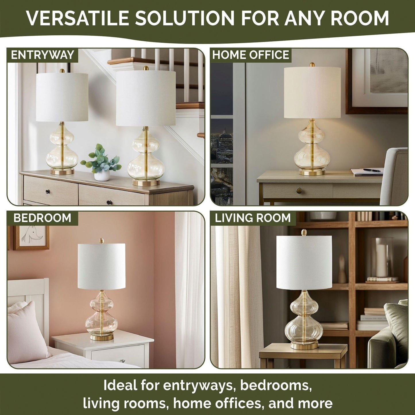 Lampe de table en verre courbé Ellipse, lot de 2