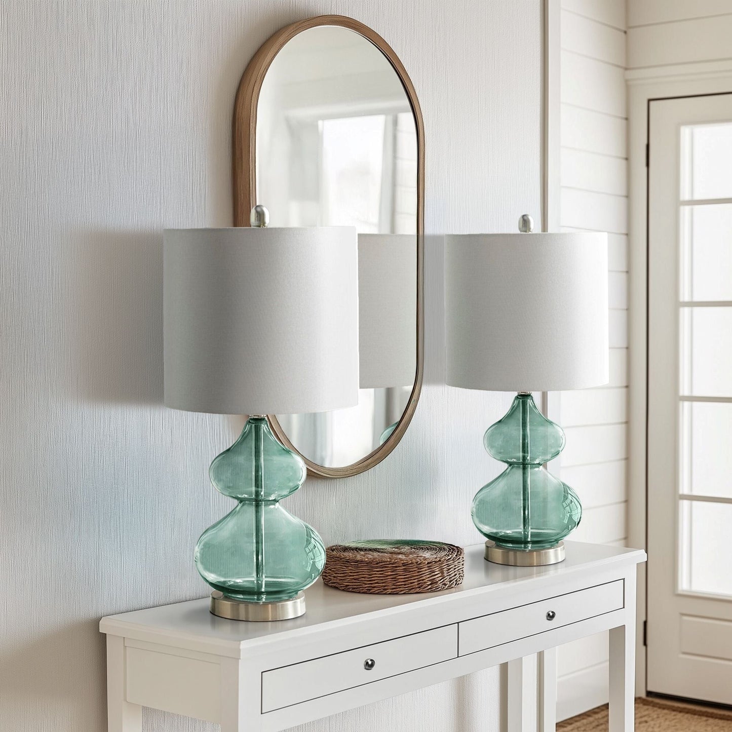 Lampe de table en verre courbé Ellipse, lot de 2