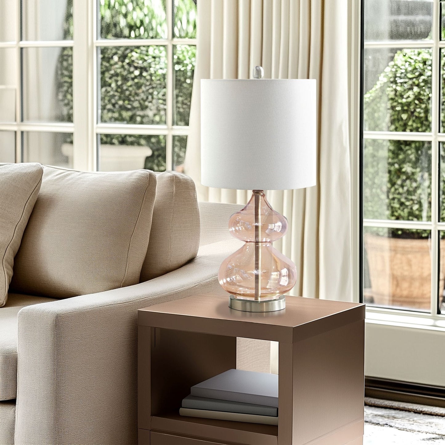 Lampe de table en verre courbé Ellipse, lot de 2