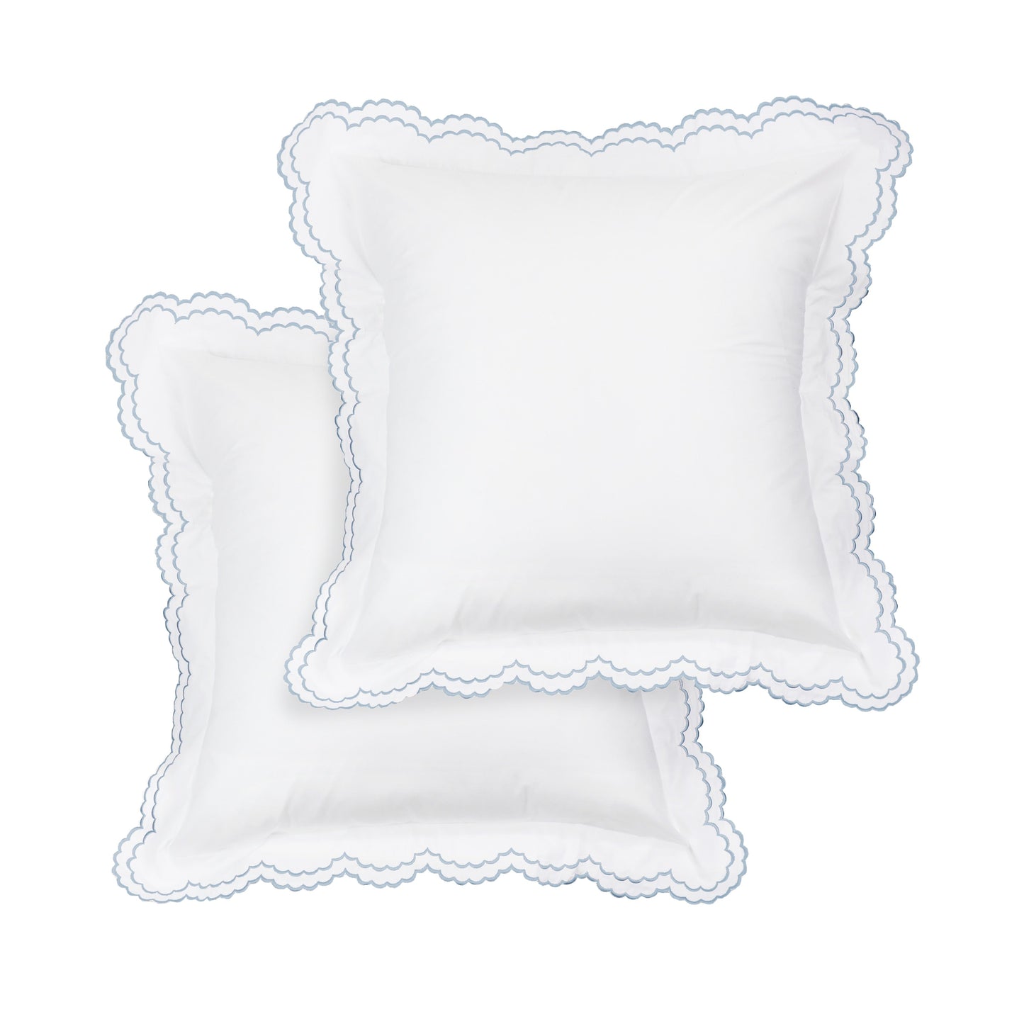 Parure de couette et taie d'oreiller double en percale de coton brodée et festonnée
