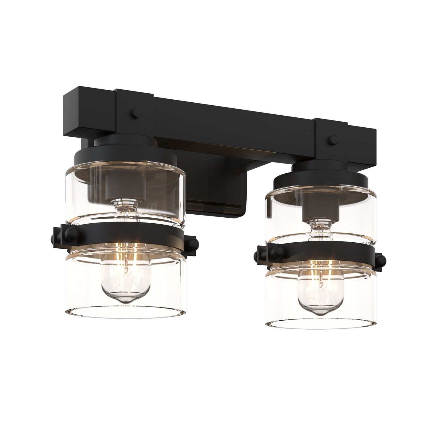 ExBrite Farmhouse 3-lights Bathroom Dimmable Iron Black Vanity Lights Wall Sconces