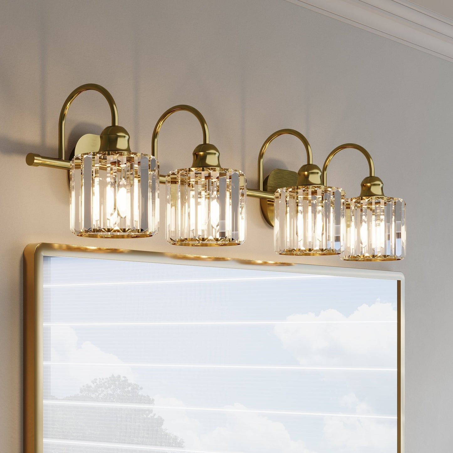 ExBrite Modern Rose Gold 1/2/3/4/5-light Bathroom Dimmable Crystal Vanity Lights Wall Sconces