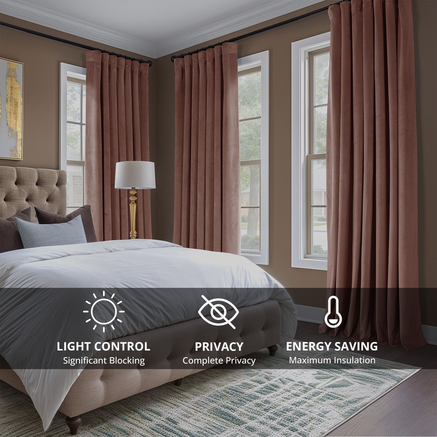 Exclusive Fabrics Heritage Plush Velvet Room Darkening Curtains (1 Panel) Luxury Velvet Curtains for Bedroom & Living Room.