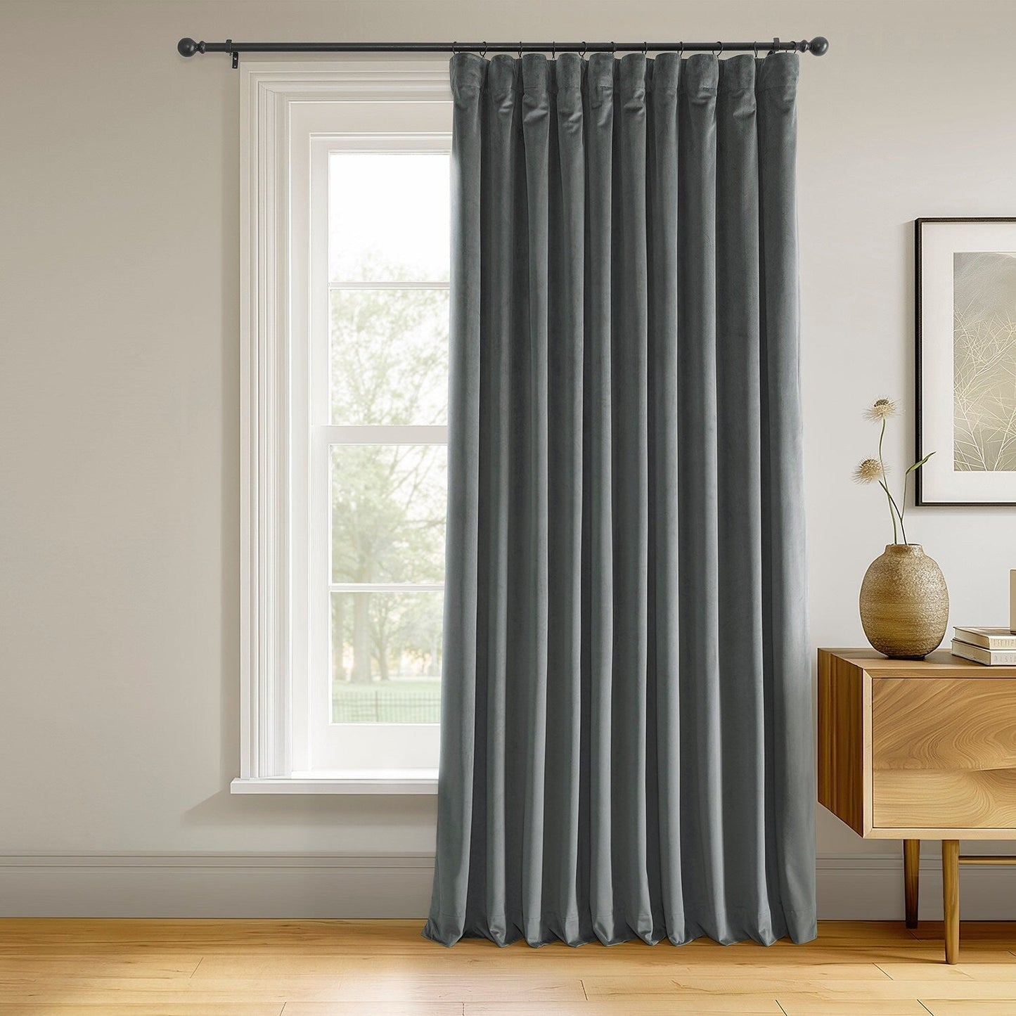 Exclusive Fabrics Signature Extra Wide Blackout Velvet Curtains (1 Panel) - Luxurious Blackout Drapes
