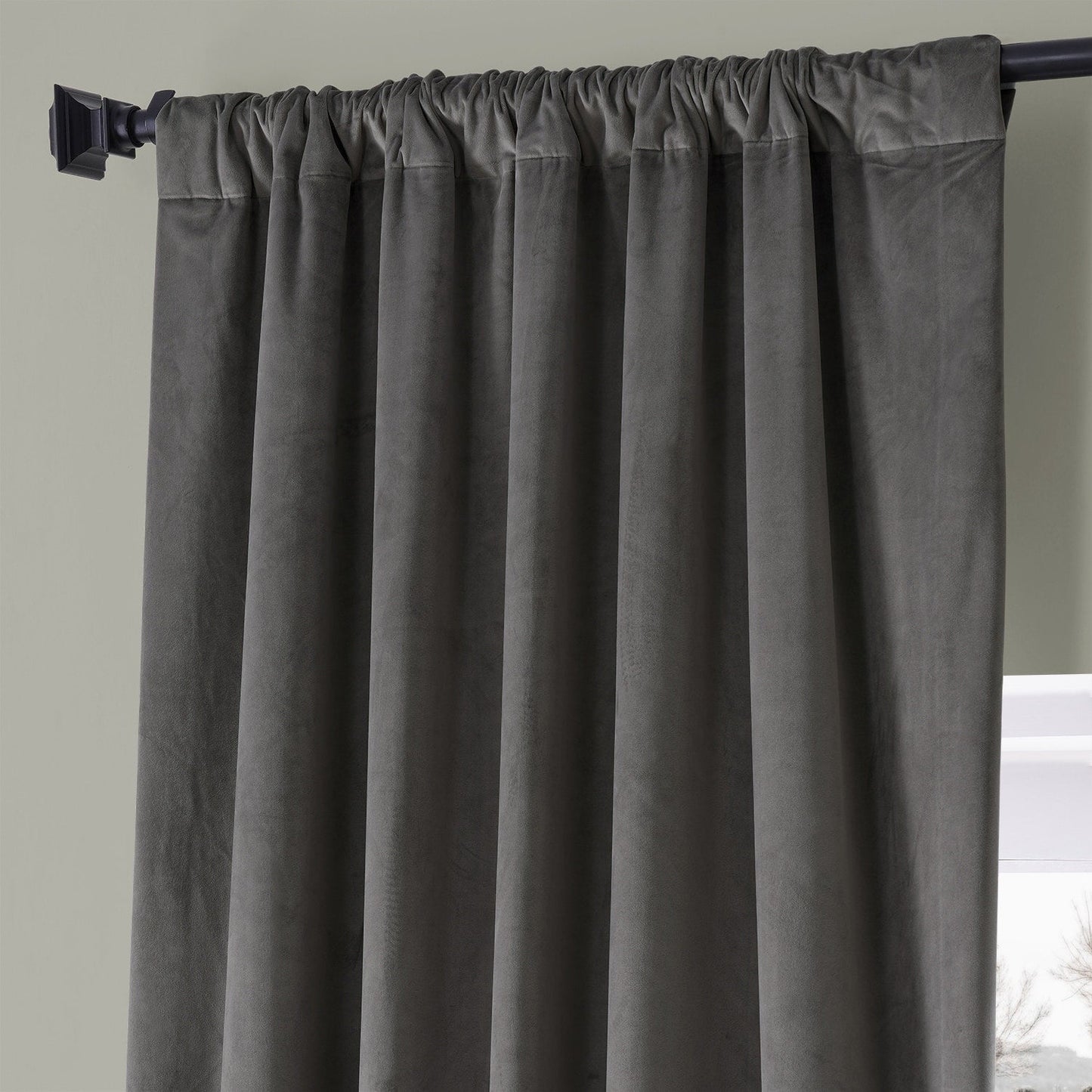 Exclusive Fabrics Signature Plush Velvet Hotel Blackout Curtains (1 Panel) - Luxury Soft Drapery for Light Control & Elegance