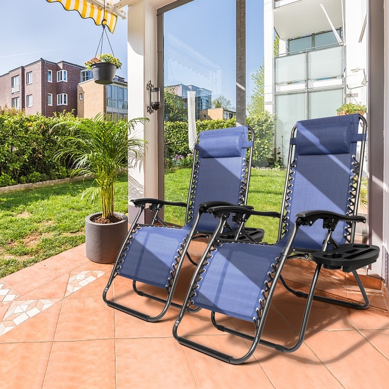 Chaises longues inclinables pliantes à gravité zéro pour jardin (lot de 2)