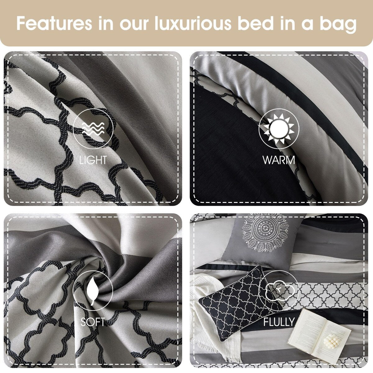 Ensemble de couette Nanshing Avalon Trellis 8 pièces à imprimé marocain