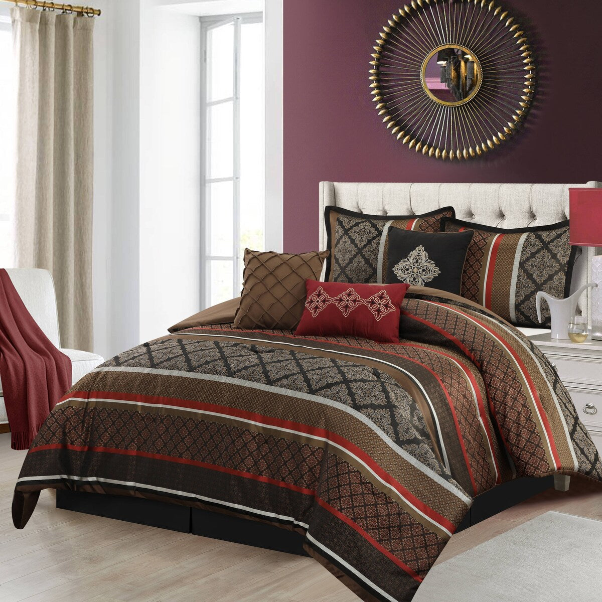 Ensemble de couette géométrique en jacquard Nanshing Jensen 7 pièces
