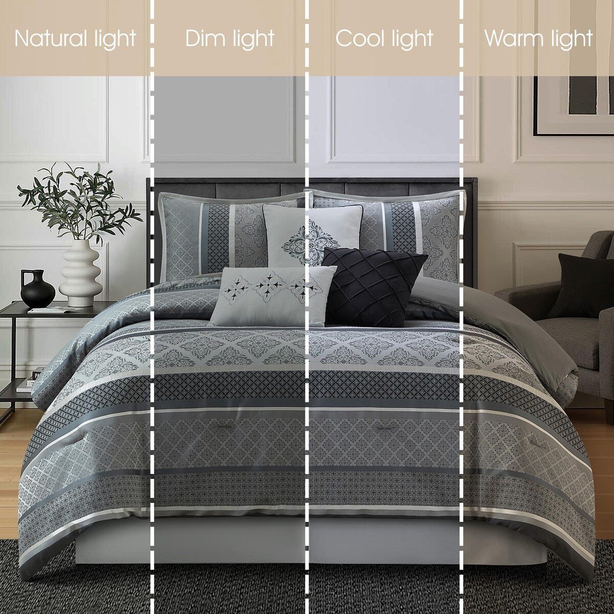 Ensemble de couette géométrique en jacquard Nanshing Jensen 7 pièces