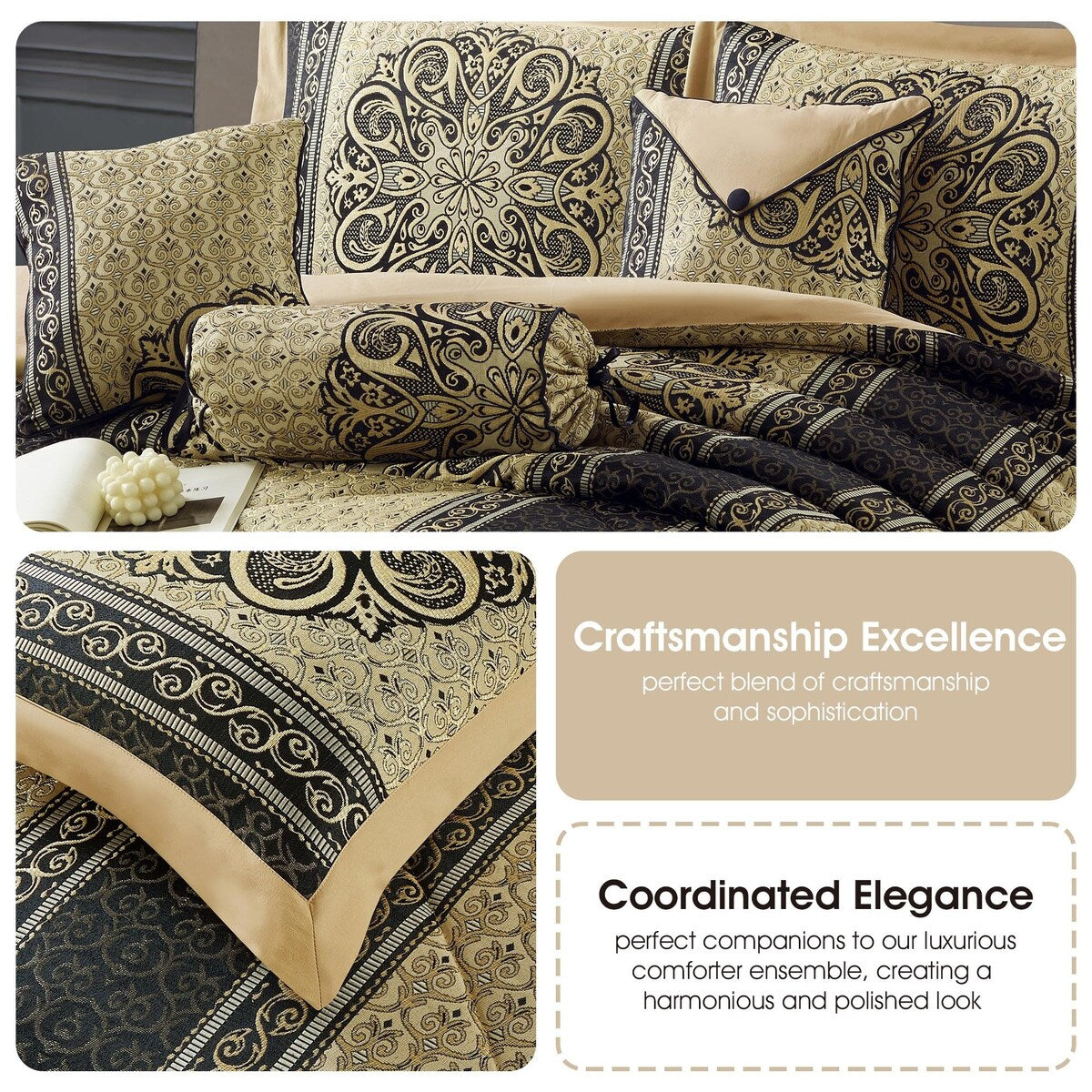 Ensemble de couette élégant médaillon Nanshing Prince 7 pièces