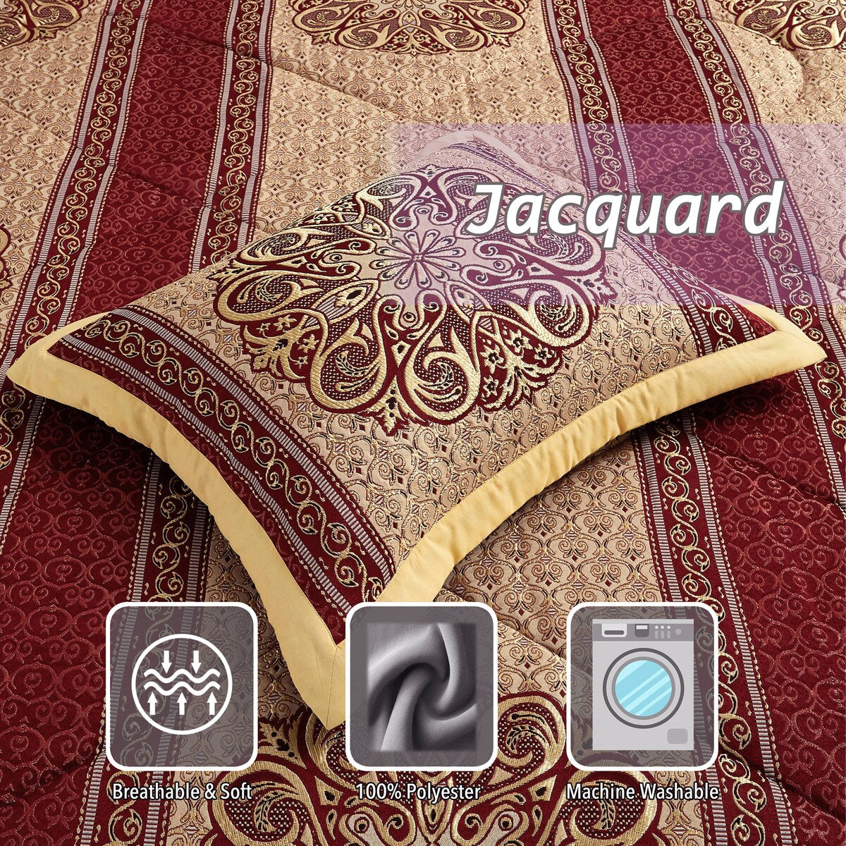 Ensemble de couette élégant médaillon Nanshing Prince 7 pièces