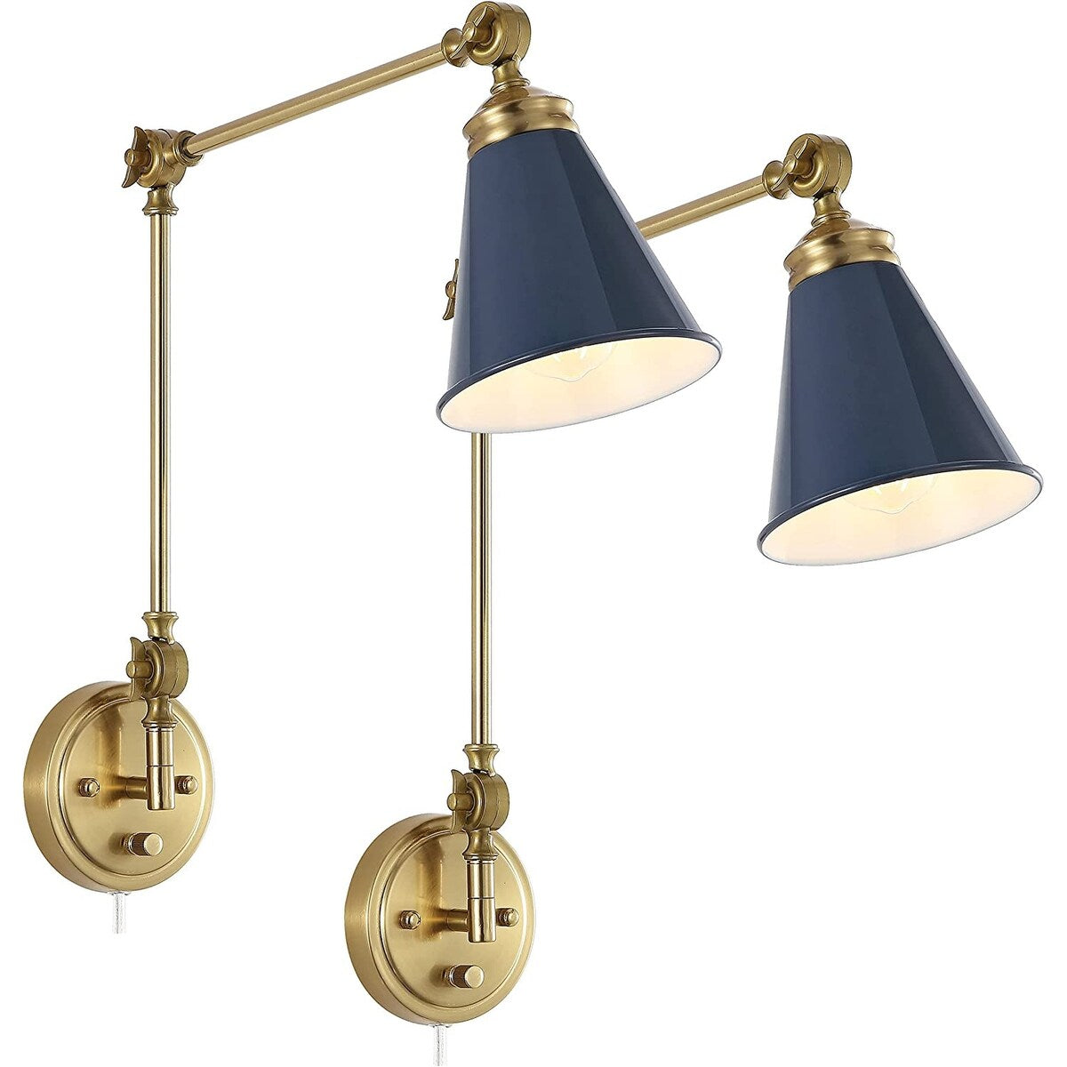 Applique murale industrielle à bras pivotant WINGBO avec abat-jour en métal, paquet de 2...