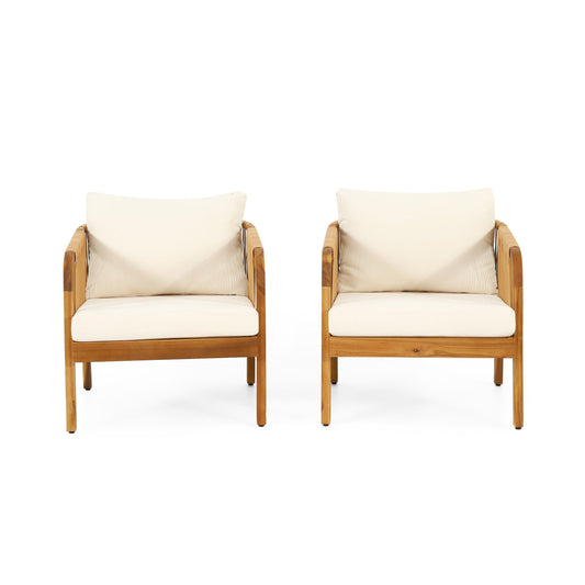 Ensemble de fauteuils club d'extérieur Jabe en bois d'acacia et osier par Christopher Knight Home
